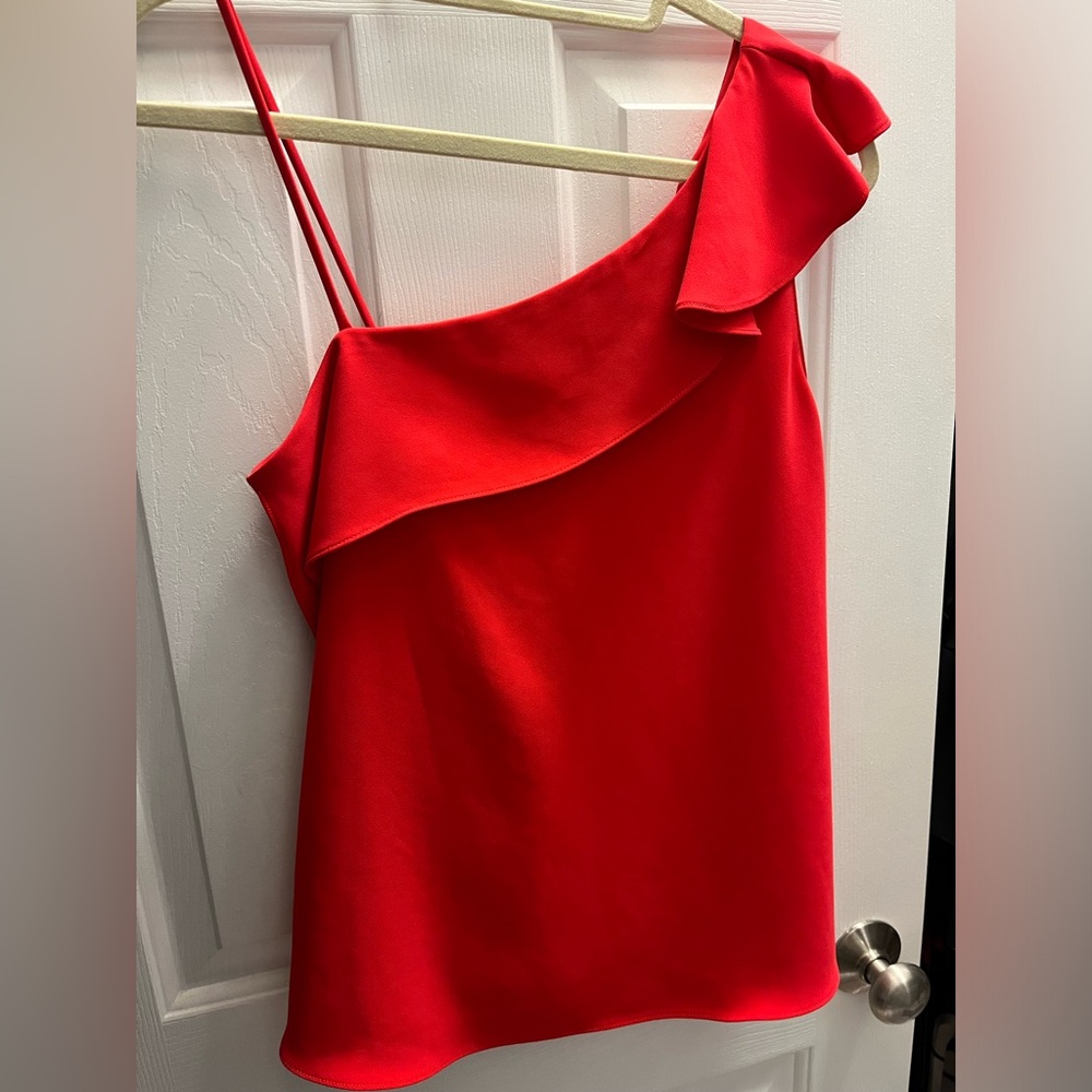 Amanda Uprichard red ruffle blouse